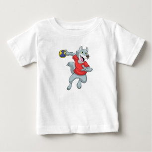 Wolf as Handball player with Handball Baby T-Shirt