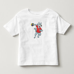 Wolf as Handball player with Handball Toddler T-Shirt
