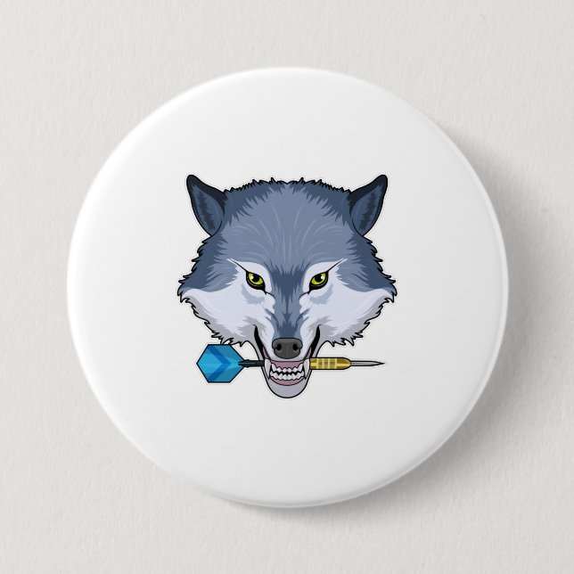 Wolf at Darts with Dart 7.5 Cm Round Badge (Front)