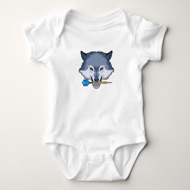 Wolf at Darts with Dart Baby Bodysuit (Front)