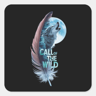 Wolf at its tip howling to the moon			 square sticker