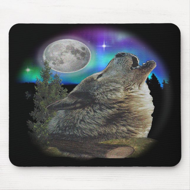 Wolf at night art mouse mat (Front)