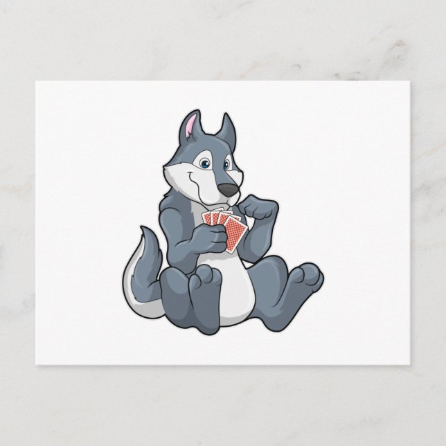 Wolf at Poker with Poker cards (Front)
