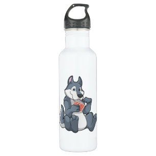 Wolf at Poker with Poker cards 710 Ml Water Bottle