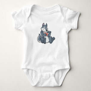 Wolf at Poker with Poker cards Baby Bodysuit