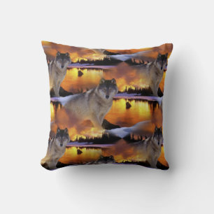 Wolf at Sunset Pattern Cushion