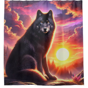 Wolf at Sunset Shower Curtain