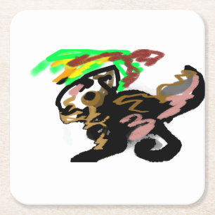 Wolf autumn joy square paper coaster