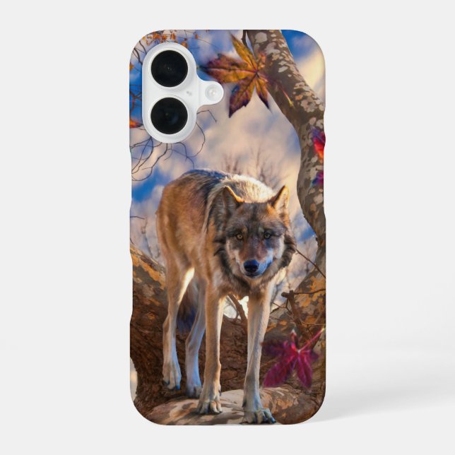 WOLF AUTUMN OBSERVATORY iPhone 16 CASE (Back)