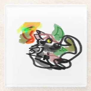 Wolf autumn runner glass coaster