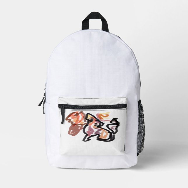 Wolf Autumn sunset Printed Backpack (Front)