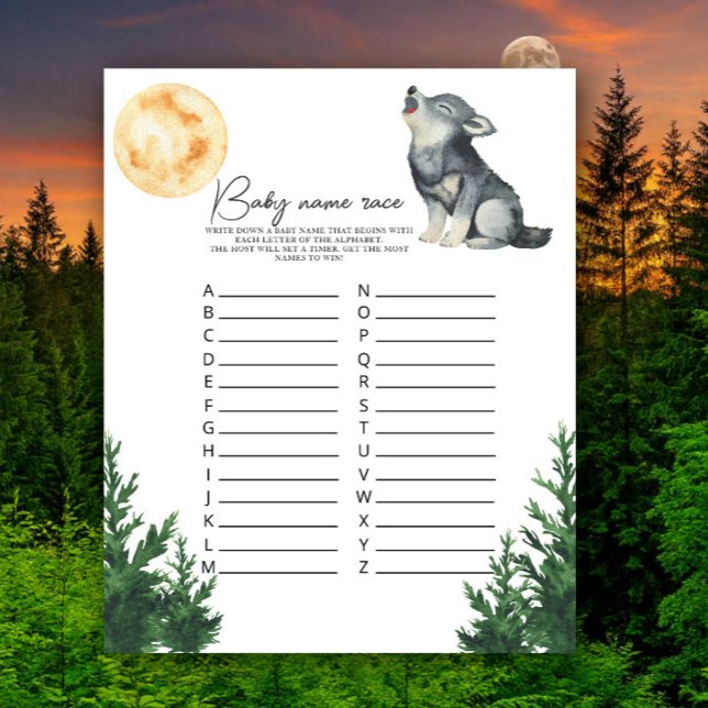 Wolf baby shower - Baby name race game (Creator Uploaded)