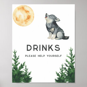 Wolf Baby Shower - Drinks Poster