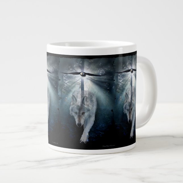 Wolf & Bald Eagle Jumbo Soup or Coffee Mug (Front Right)