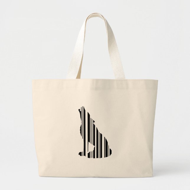 WOLF BAR CODE Howl Barcode Pattern Design Large Tote Bag (Front)