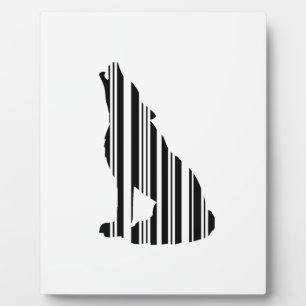 WOLF BAR CODE Howl Barcode Pattern Design Plaque