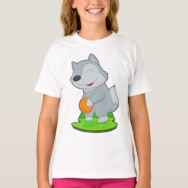 Wolf Basketball player Basketball T-Shirt (Front)