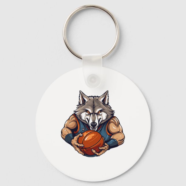 Wolf Basketball Player  Key Ring (Front)