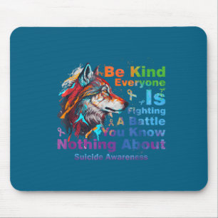 Wolf Be Kind Suicide Awareness Mental Health Suprt Mouse Mat
