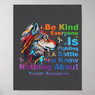 Wolf Be Kind Suicide Awareness Mental Health Suprt Poster