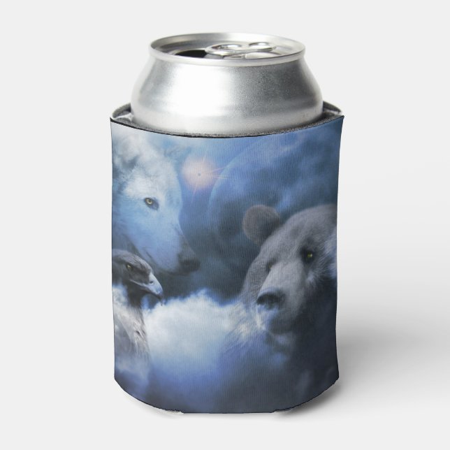 Wolf Bear and Eagle Southwestern Wildlife Can Cooler (Can Front)