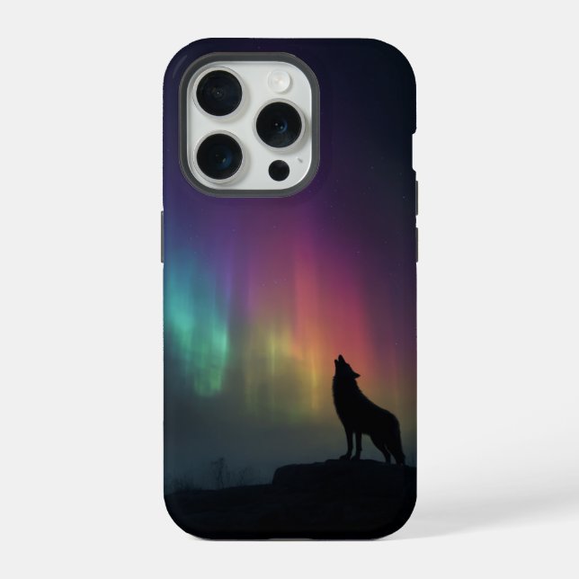 Wolf Beneath the Northern Lights iPhone Case (Back)