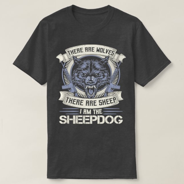 Wolf Biker Motorcycle Police T-Shirt (Design Front)