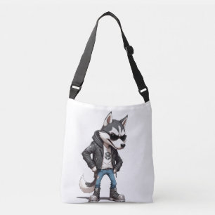 Wolf Biker Rebel Leather Jacket Cool Style Urban Crossbody Bag