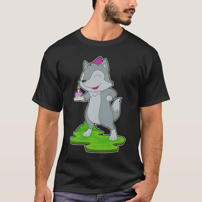 Wolf Birthday Cake T-Shirt (Front)