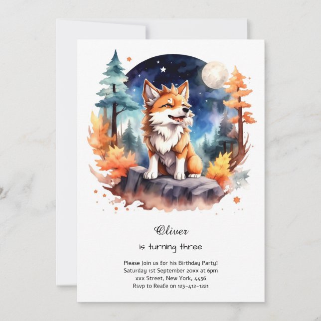 Wolf Birthday Invitation (Front)