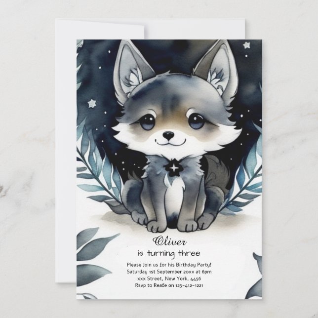 Wolf Birthday Invitation (Front)
