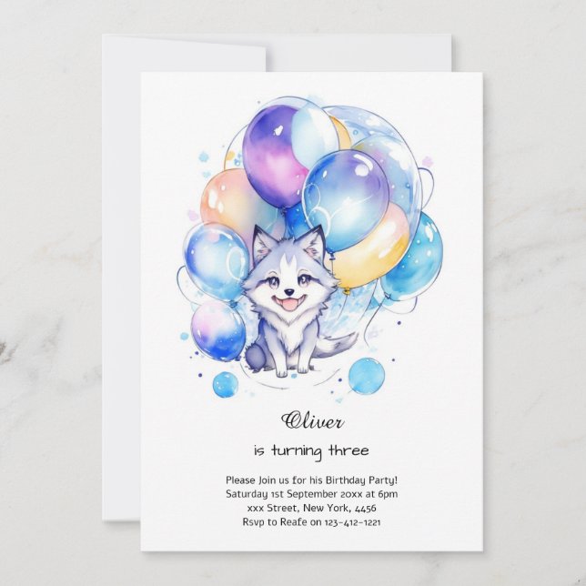 Wolf Birthday Invitation (Front)