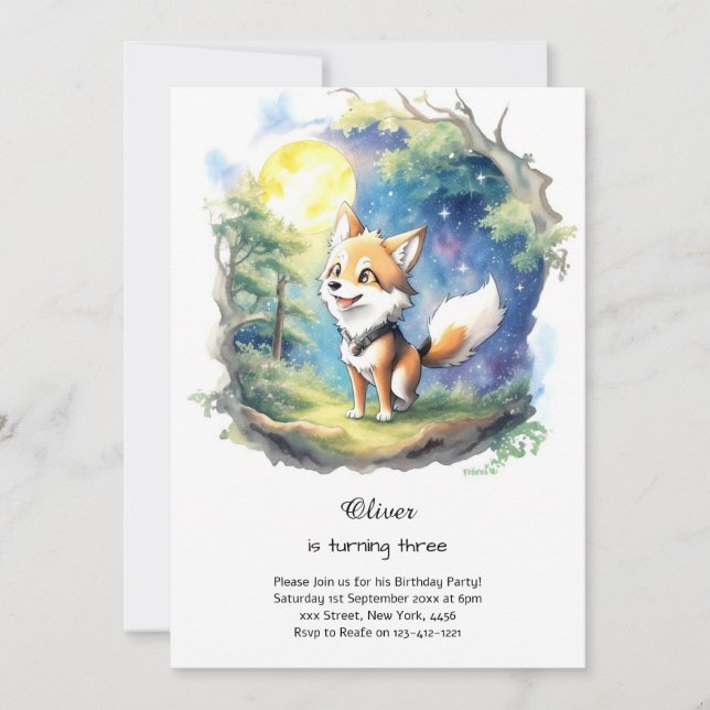 Wolf Birthday Invitation (Front)