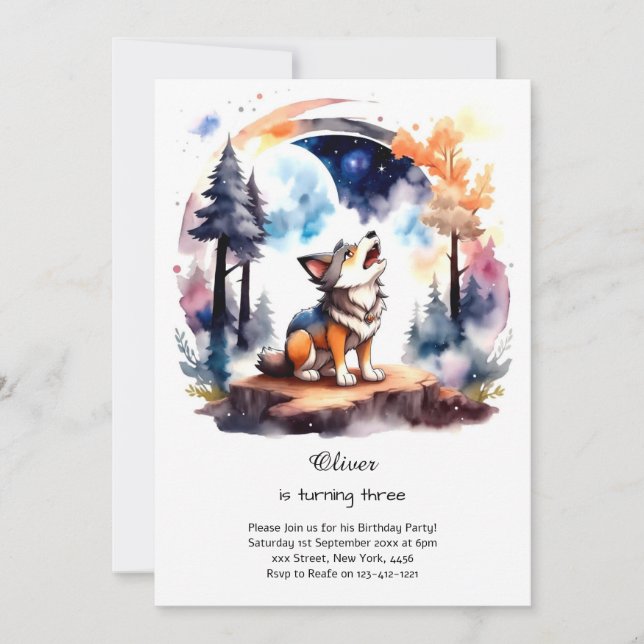 Wolf Birthday Invitation (Front)