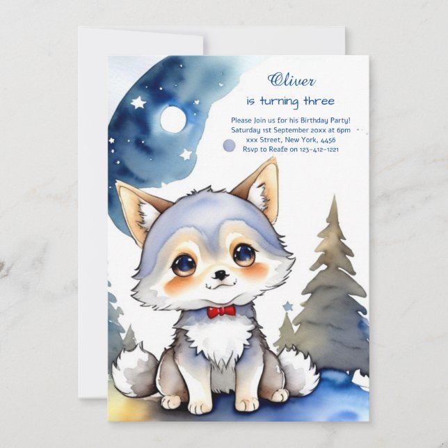 Wolf Birthday Invitation (Front)