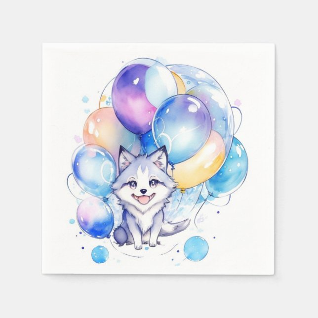 Wolf Birthday Napkin (Front)