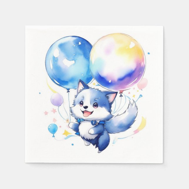 Wolf Birthday Napkin (Front)