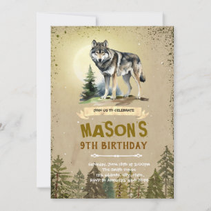 Wolf birthday party invitation