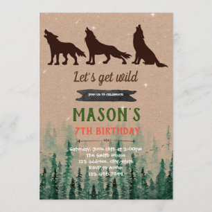 wolf birthday party invitation