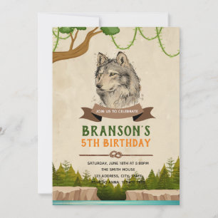 Wolf birthday theme invitation