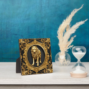 Wolf black and gold ornamental frame