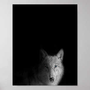 Wolf, black and white, modern photography poster
