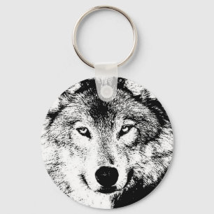 Wolf - Black & White Creative Ink Artwork Keychain