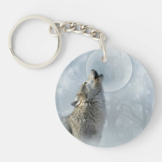 Wolf Blue Moon Key Chain