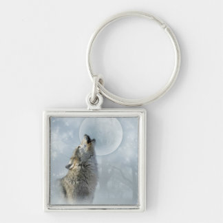 Wolf Blue Moon Key Ring