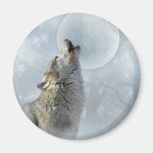Wolf Blue Moon Magnet