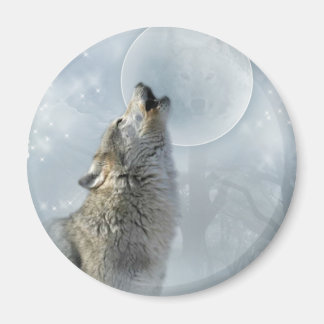 Wolf Blue Moon Magnet