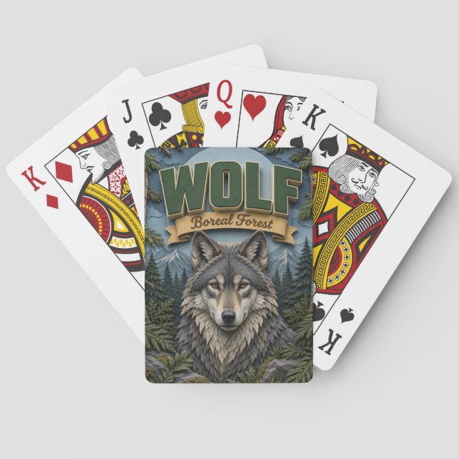 Wolf Boreal Forest POPCUT Playing Cards (Back)