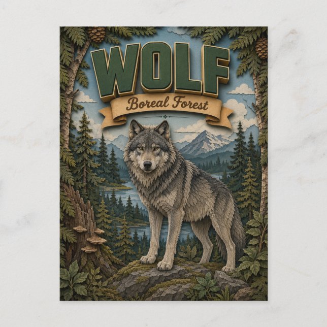Wolf Boreal Forest POPCUT Postcard (Front)