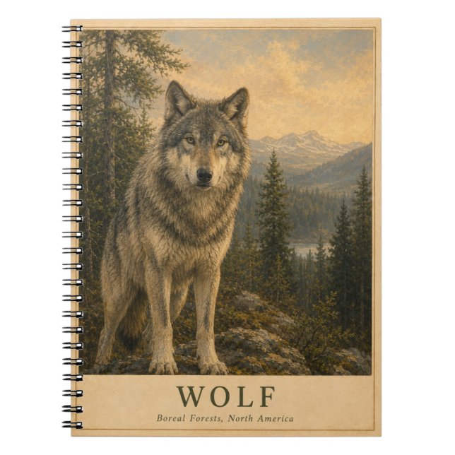 Wolf Boreal Forest VINTAGE Notebook (Front)